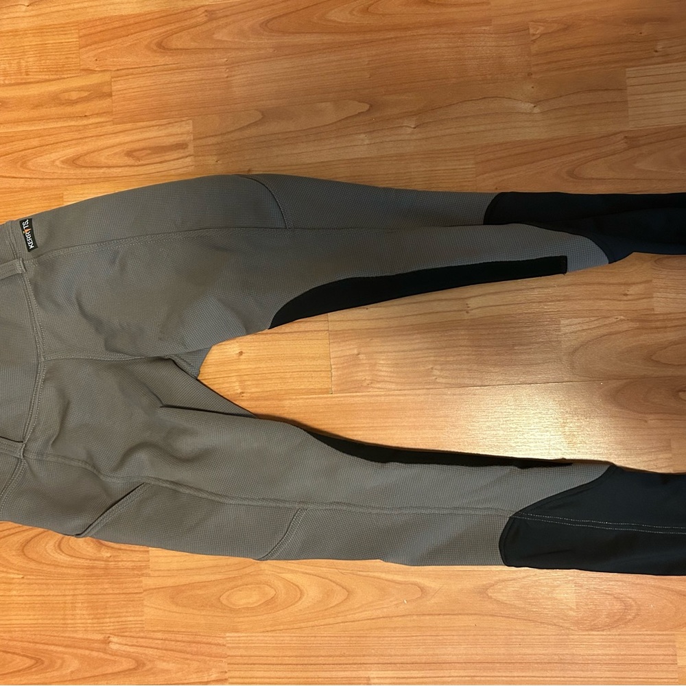 Kerrits Gray Riding Breeches with Black Knee Patches
